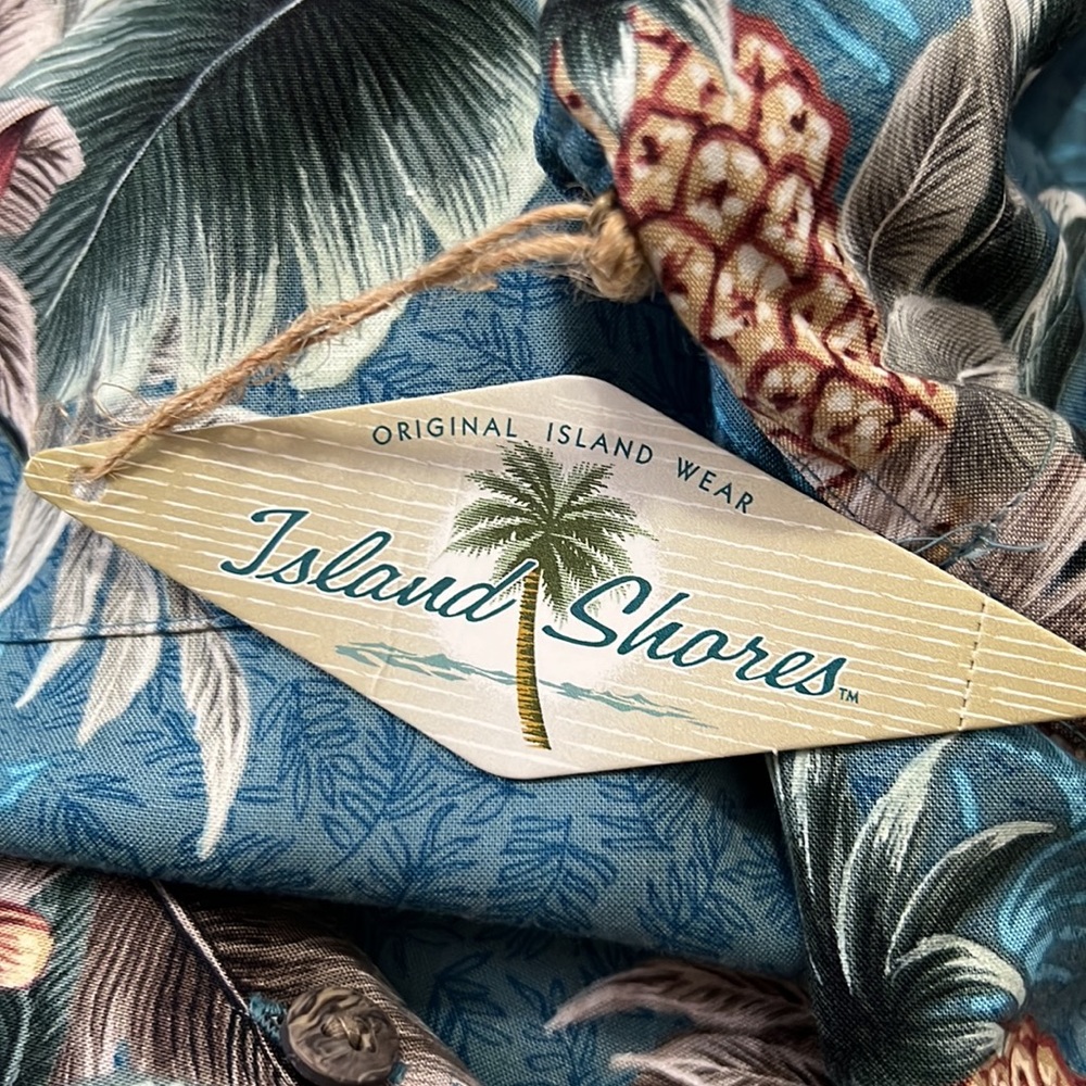 NWT Island Shores XXL Short sleeve Dark Floral tropical pineapple Hawaiian - Picture 11 of 14